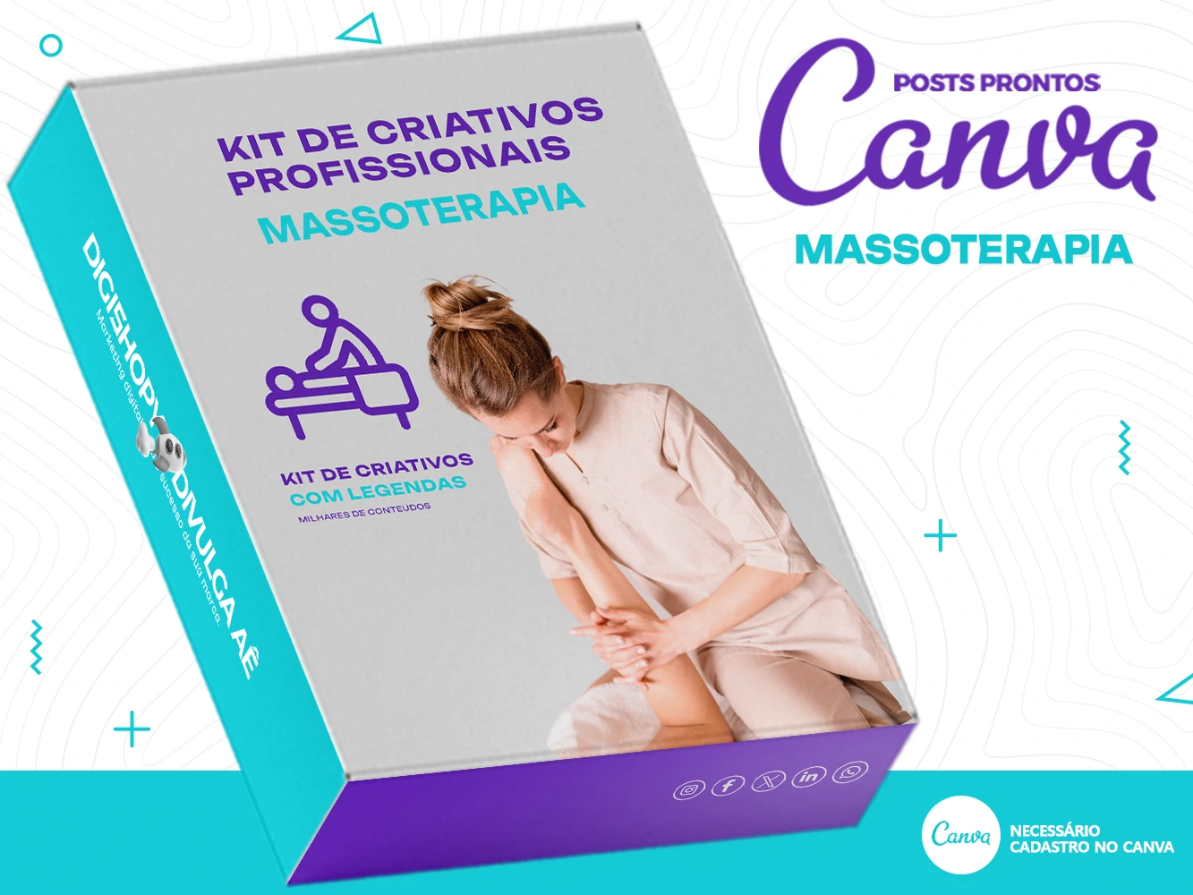Kit de Social Media - Posts Prontos para Massoterapia no Canva com Legendas