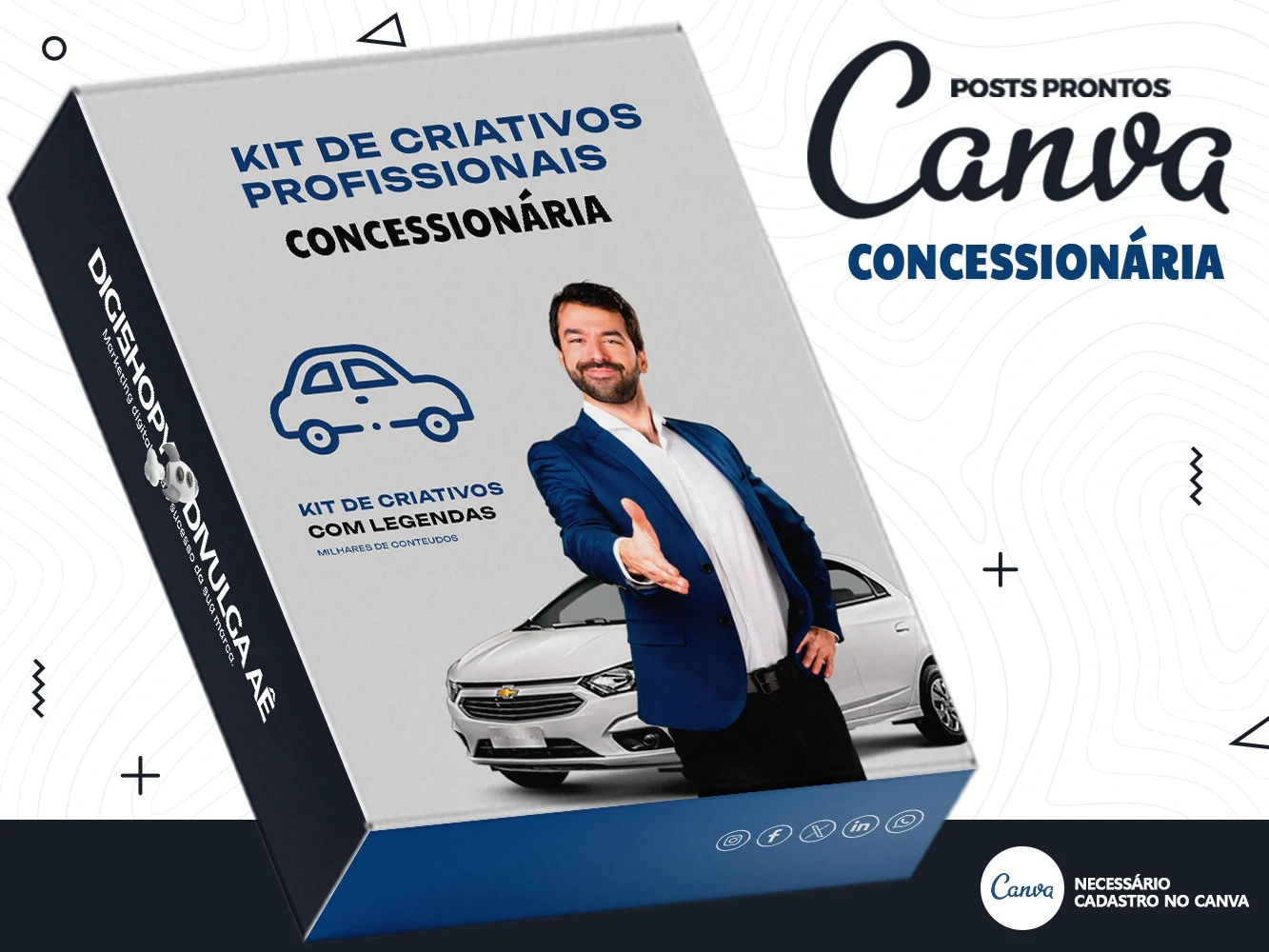 Kit de Social Media - Posts Prontos para Concessionária de Carros e Motos no Canva com Legendas