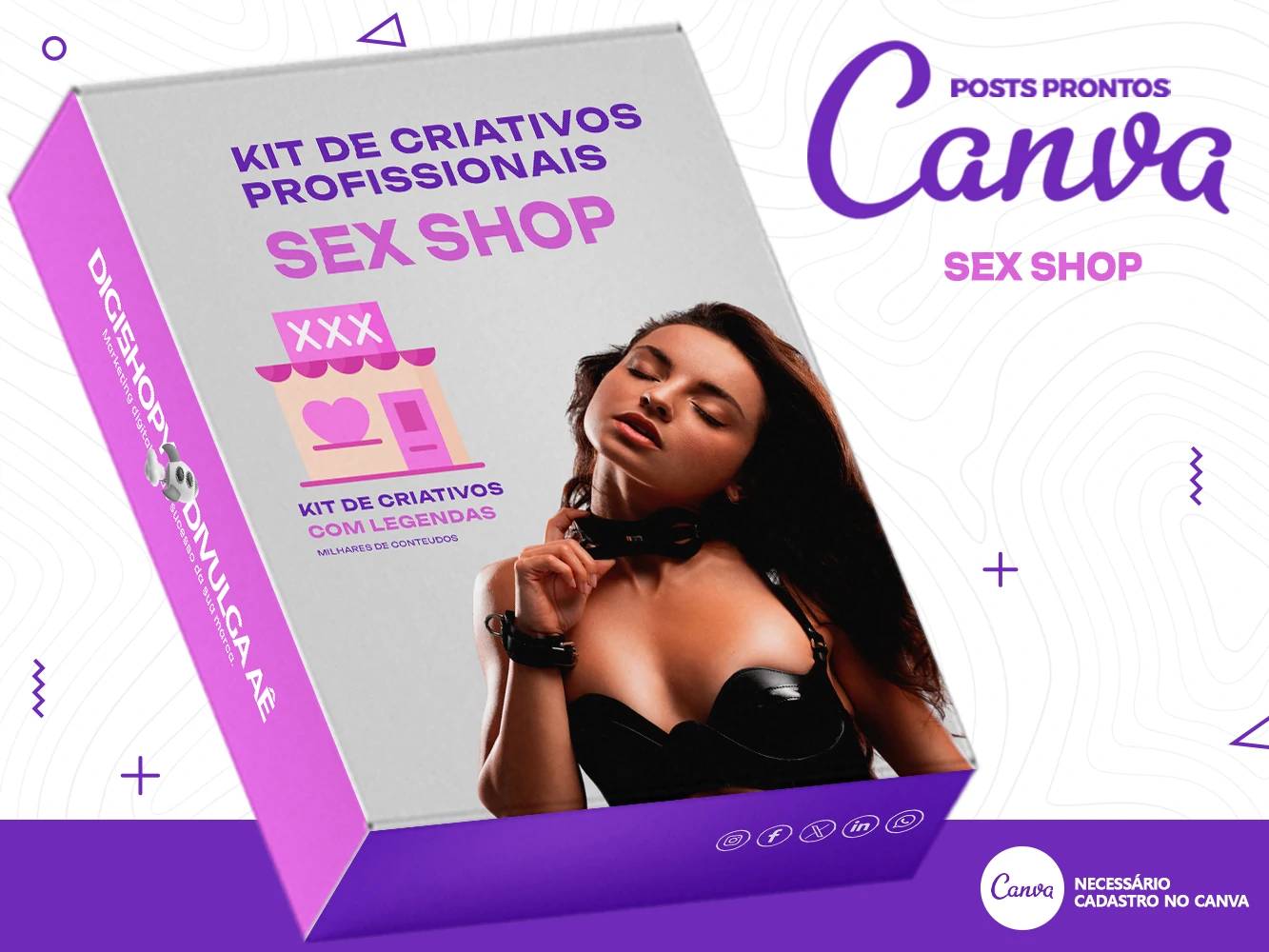 Kit de Social Media - Posts Prontos para Sex Shop e Venda de Lingerie no Canva com Legendas