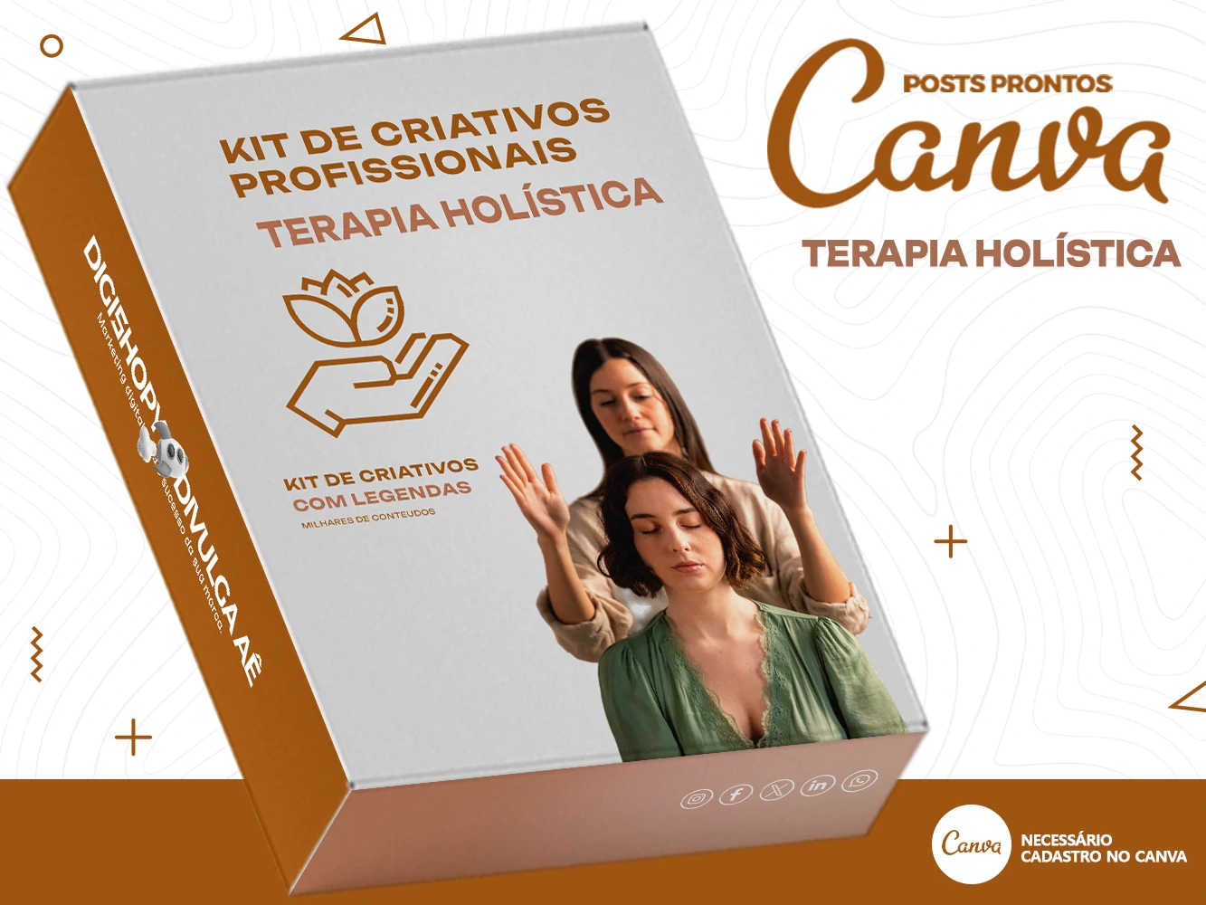 Kit de Social Media - Posts Prontos para Terapia Holística no Canva com Legendas