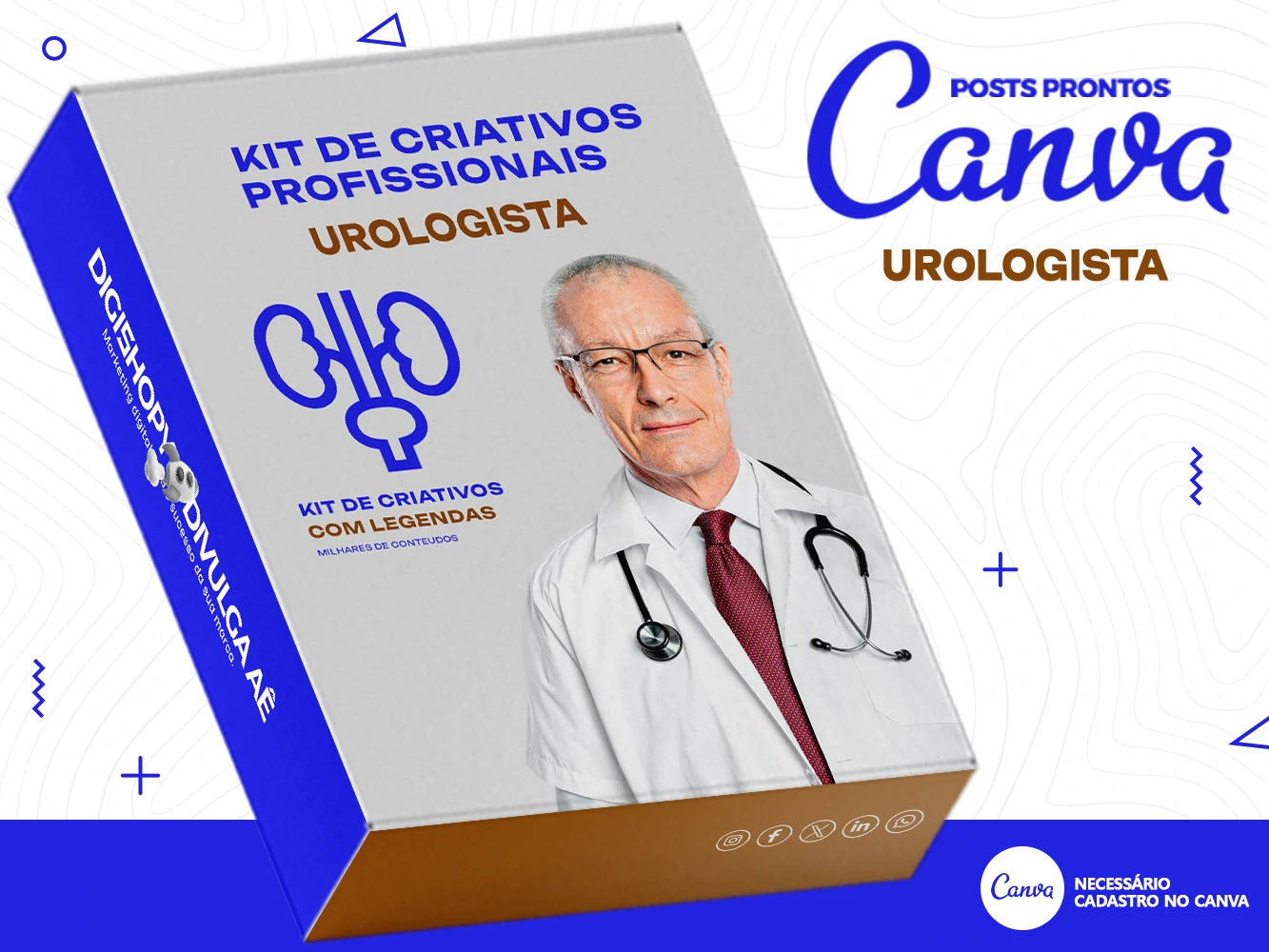 Kit de Social Media - Posts Prontos para Urologistas no Canva com Legendas