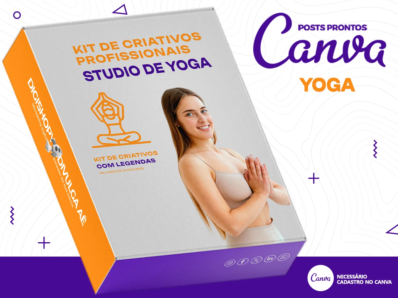 Kit de Social Media - Posts Prontos para Studio de Yoga no Canva com Legendas