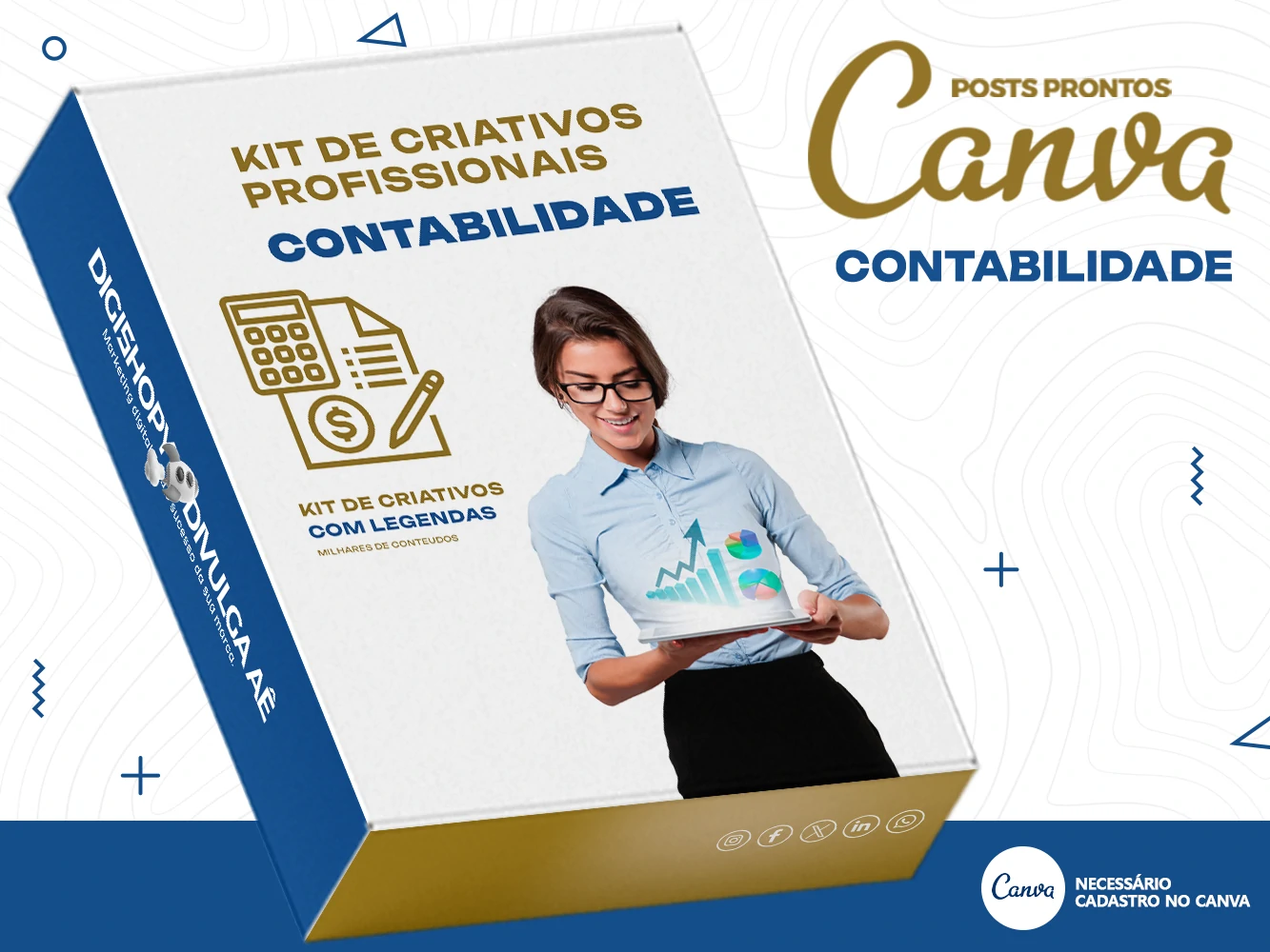 Kit de Social Media - Posts Prontos para Contabilidade no Canva com Legendas
