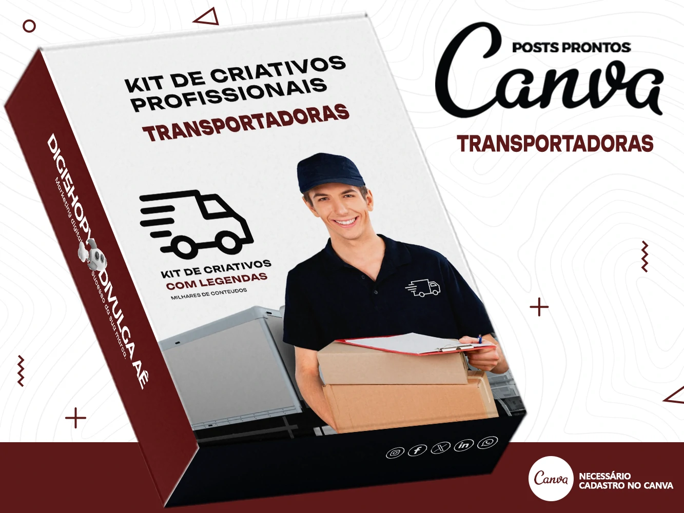 Kit de Social Media - Posts Prontos para Transportadoras no Canva com Legendas