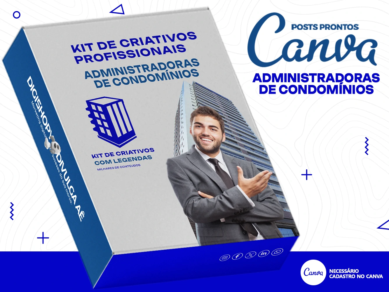 Kit de Social Media - Posts Prontos para Administradoras de Condomínios no Canva com Legendas