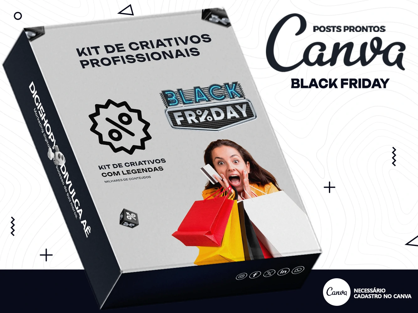 Kit de Social Media - Posts Prontos para Promoções – Black Friday no Canva com Legendas