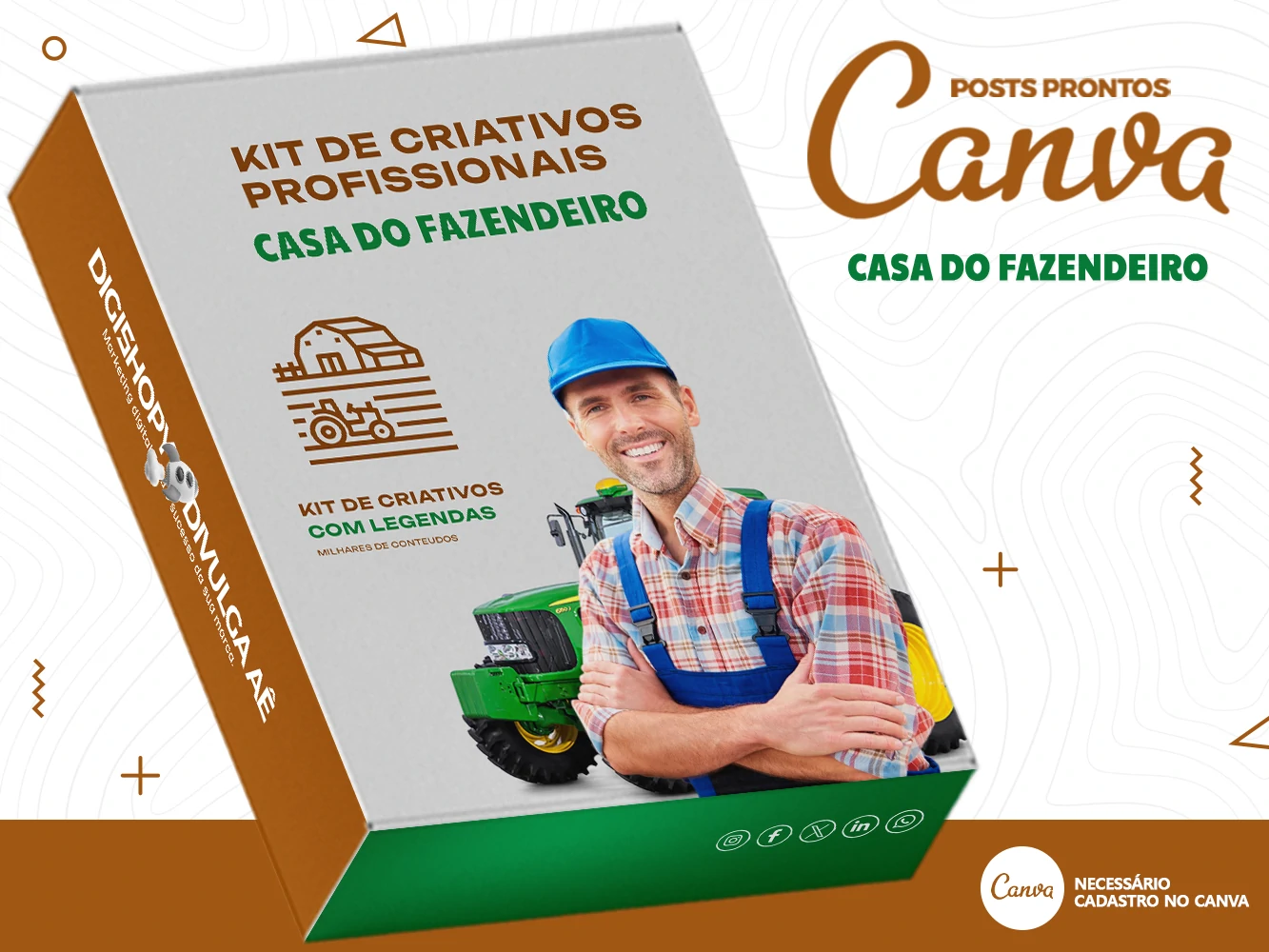 Kit de Social Media - Posts Prontos para Agropecuária - Casa do Fazendeiro no Canva com Legendas
