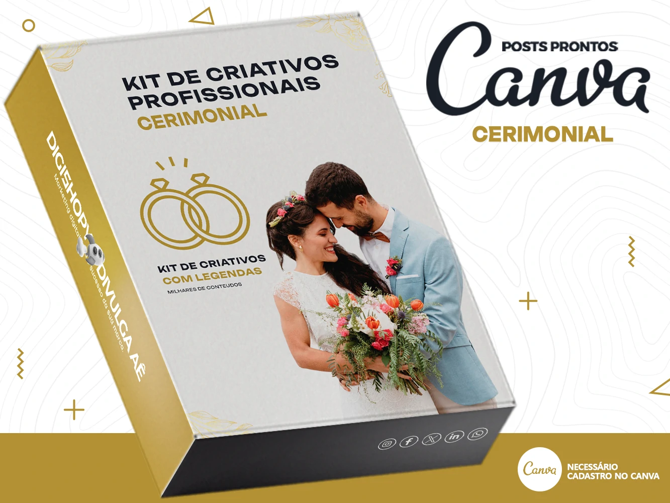 Kit de Social Media - Posts Prontos para Cerimonial - Organização de eventos no Canva com Legendas