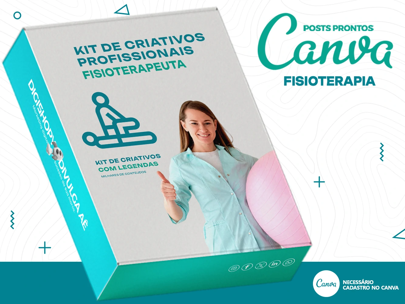 Kit de Social Media - Posts Prontos para Fisioterapia - Fisioterapeuta no Canva com Legendas