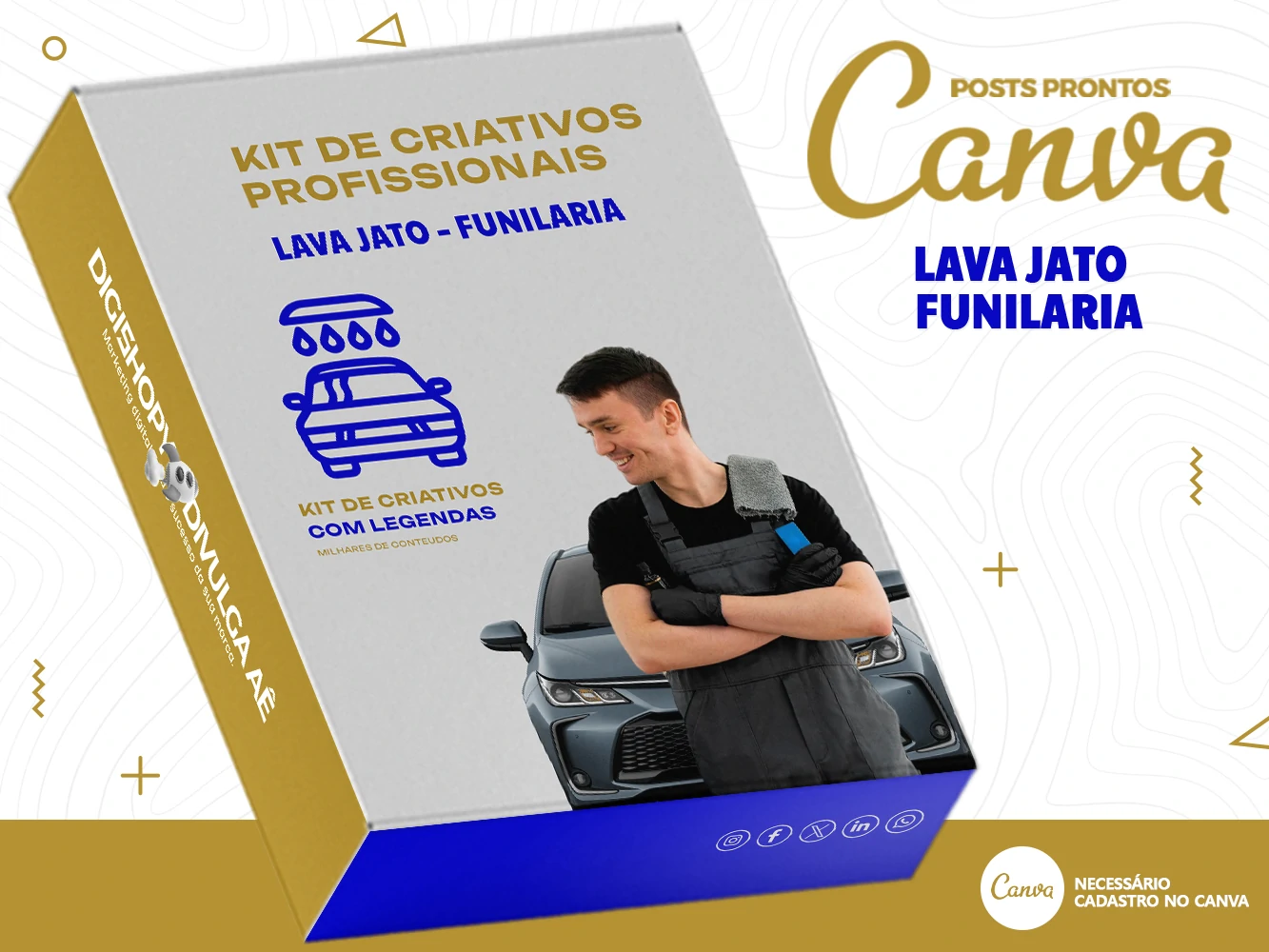 Kit de Social Media - Posts Prontos para Lava Jato – Funilaria e Estética Automotiva no Canva com L