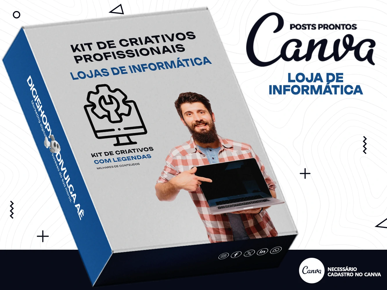 Kit de Social Media - Posts Prontos para Lojas de Informática no Canva com Legendas