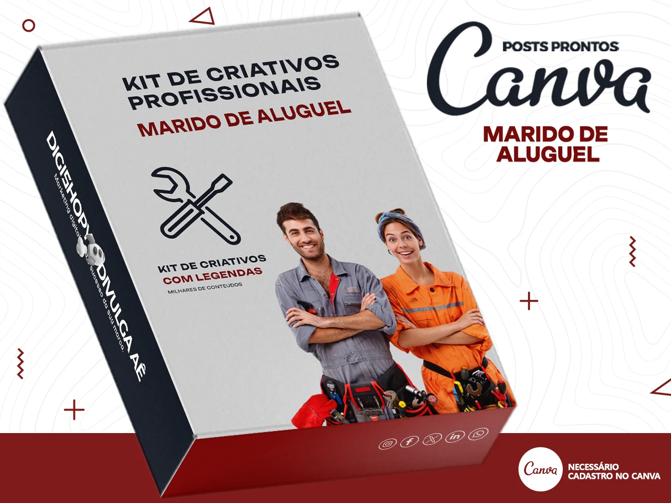 Kit de Social Media - Posts Prontos para Marido de Aluguel no Canva com Legendas