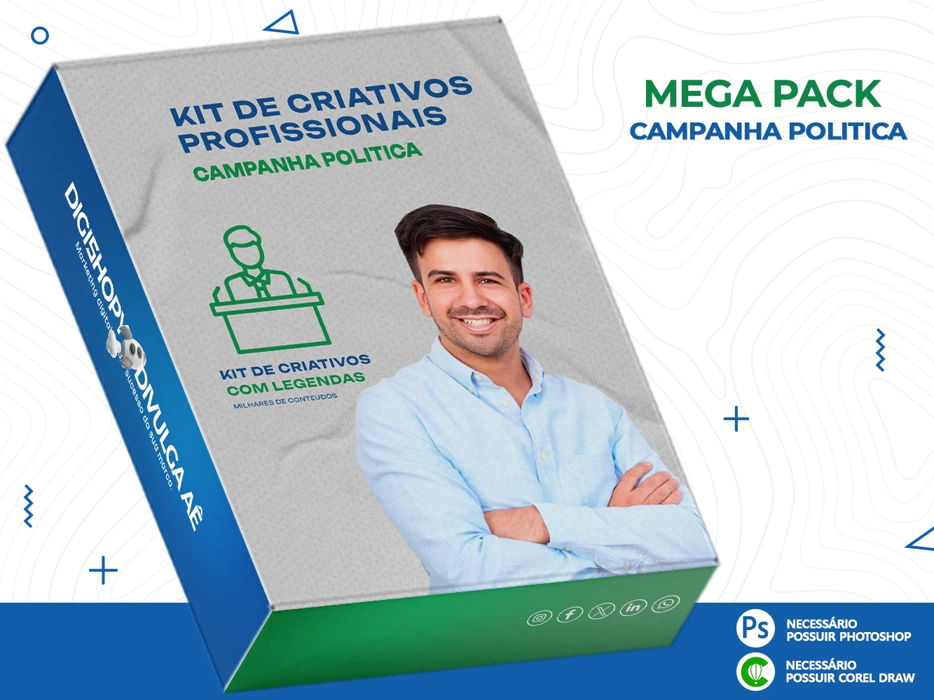 Mega Kit de Campanha Politica com Adesivos - Santinhos - Posts + Brindes Especiais - Envio Imediato