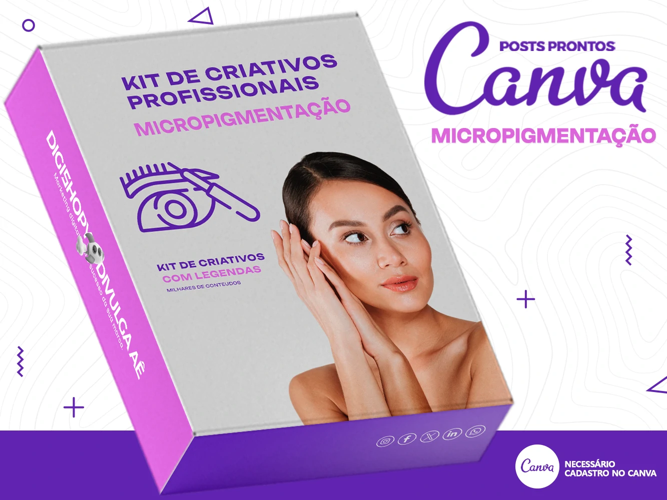 Kit de Social Media - Posts Prontos para Micropigmentação no Canva com Legendas