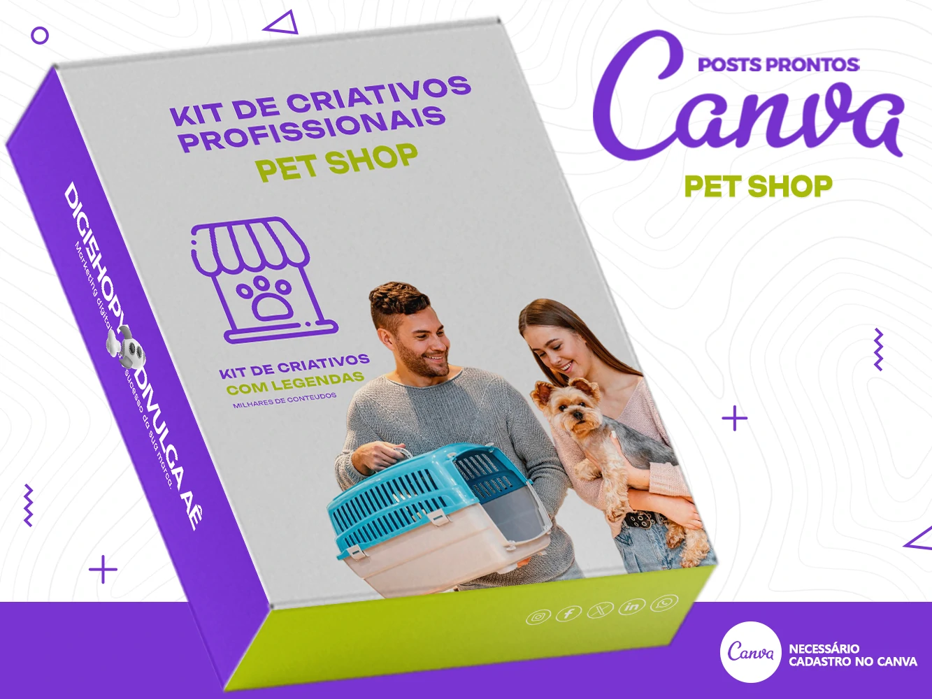 Kit de Social Media - Posts Prontos para Estética Animal - Pet Shop no Canva com Legendas