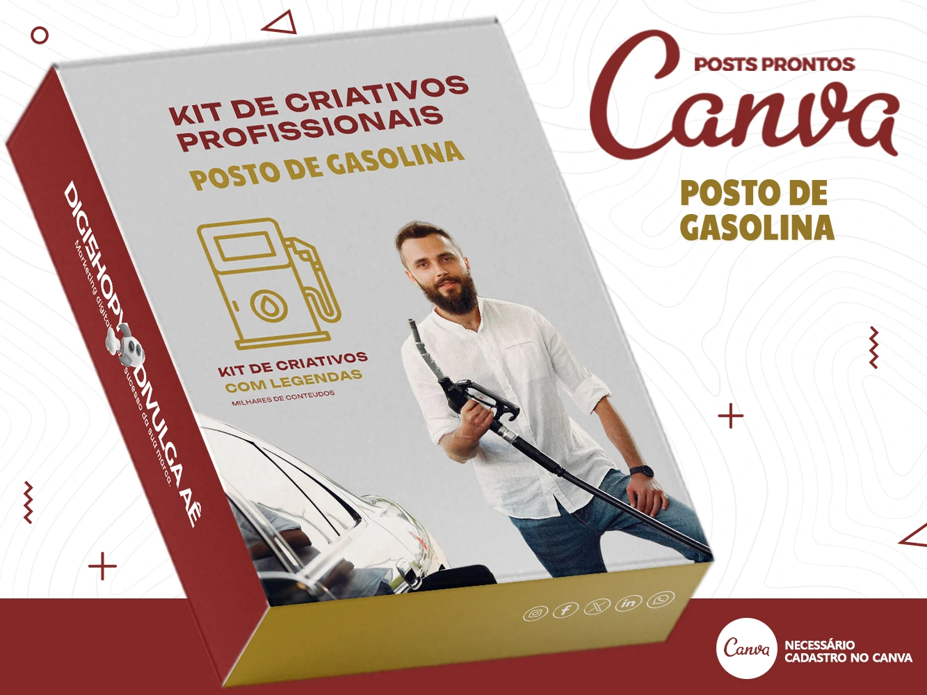 Kit de Social Media - Posts Prontos para Posto de Combustível - Troca de óleo no Canva com Legenda