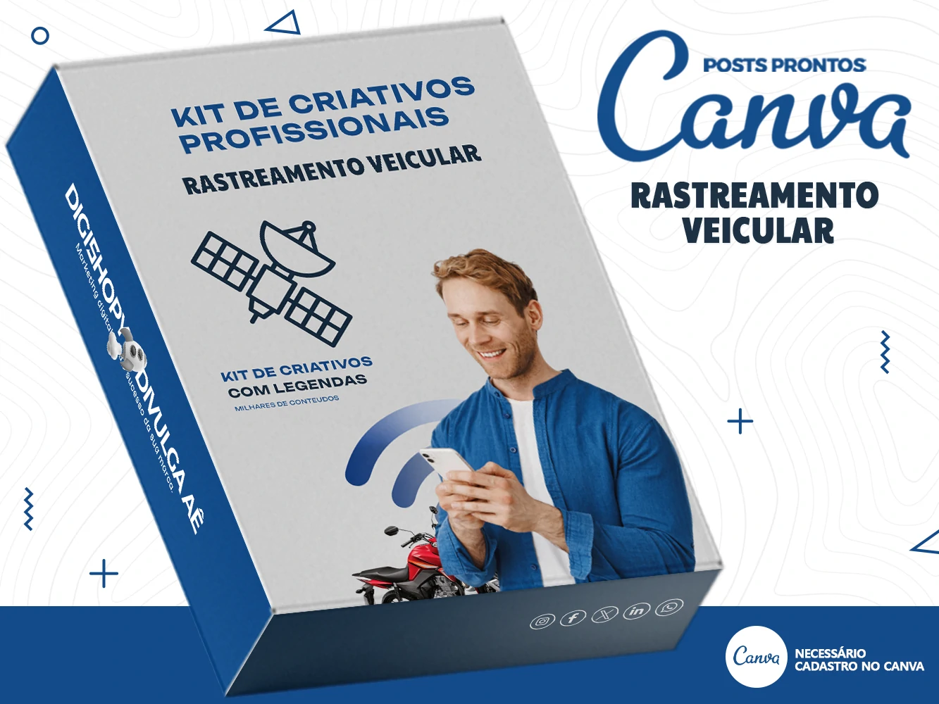 Kit de Social Media - Posts Prontos para Rastreamento Veicular no Canva com Legendas