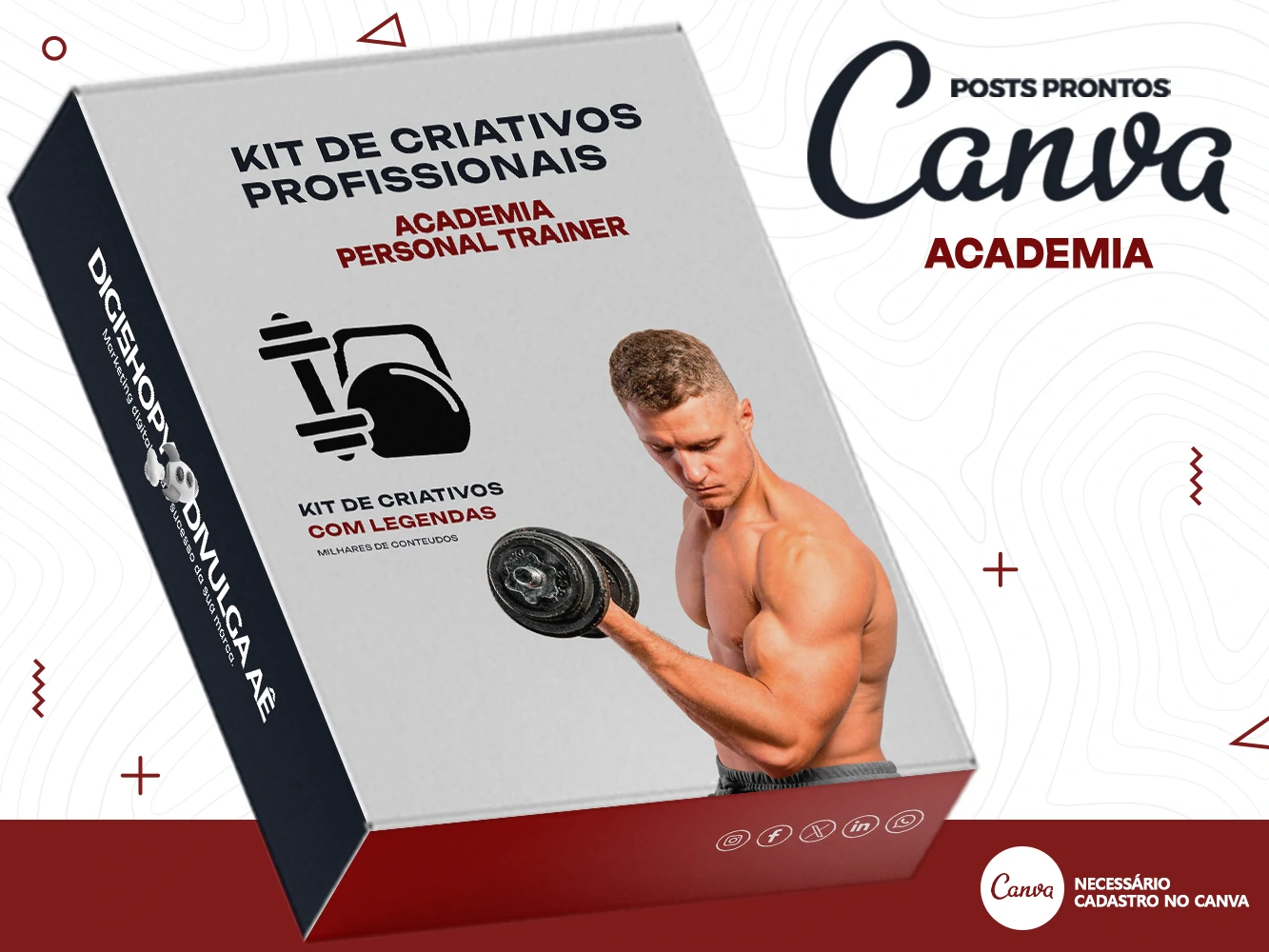 Kit de Social Media - Posts Prontos para Academia – Personal Trainer no Canva com Legendas