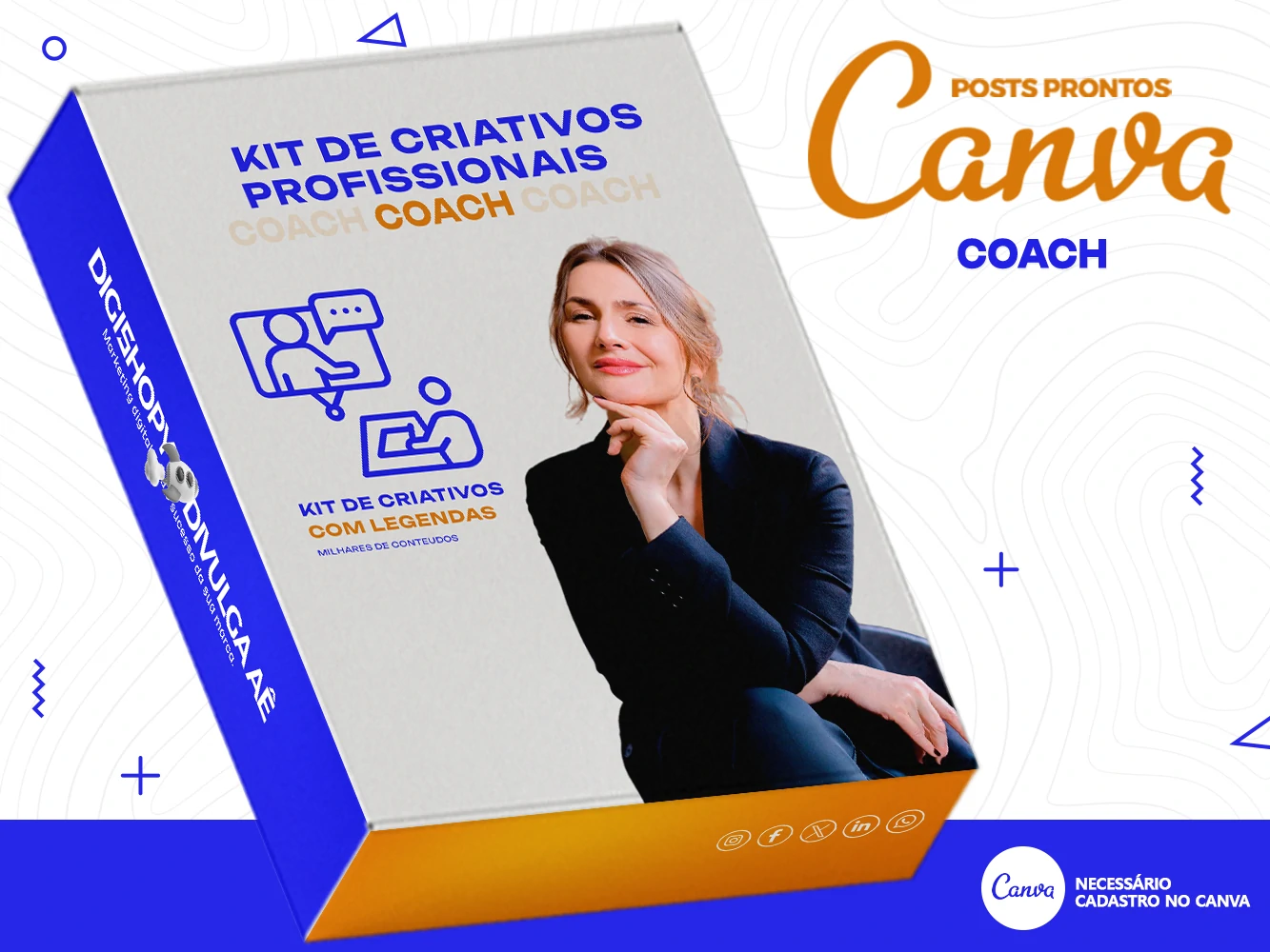 Kit de Social Media - Posts Prontos para Coach no Canva com Legendas