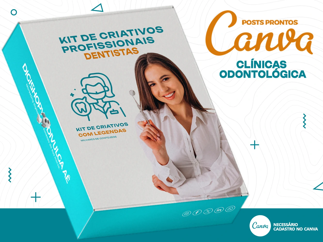 Kit de Social Media - Posts Prontos para Dentistas no Canva com Legendas