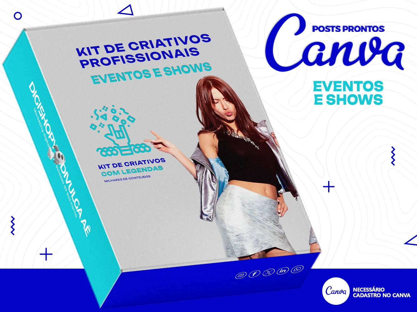 Kit de Social Media - Posts Prontos para Eventos e Shows no Canva com Legendas