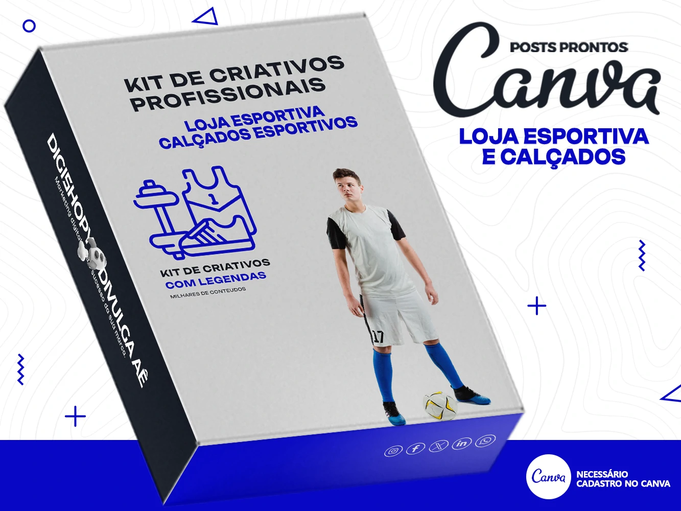 Kit de Social Media - Posts Prontos para Loja de Calçados e Loja Esportiva no Canva com Legendas