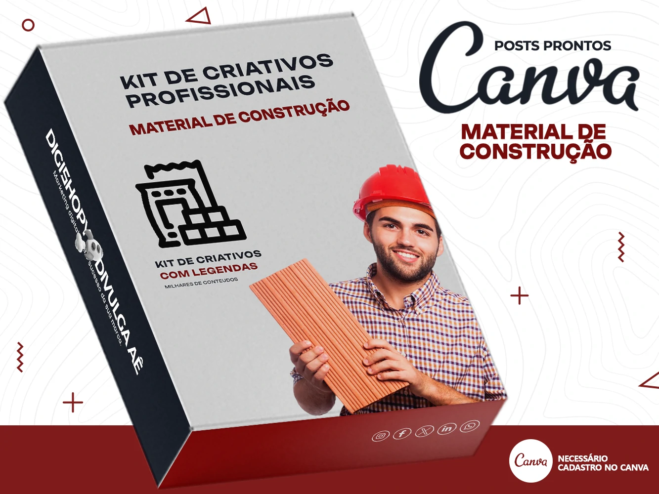 Kit de Social Media - Posts Prontos para Material de construção – Depósitos no Canva com Legendas