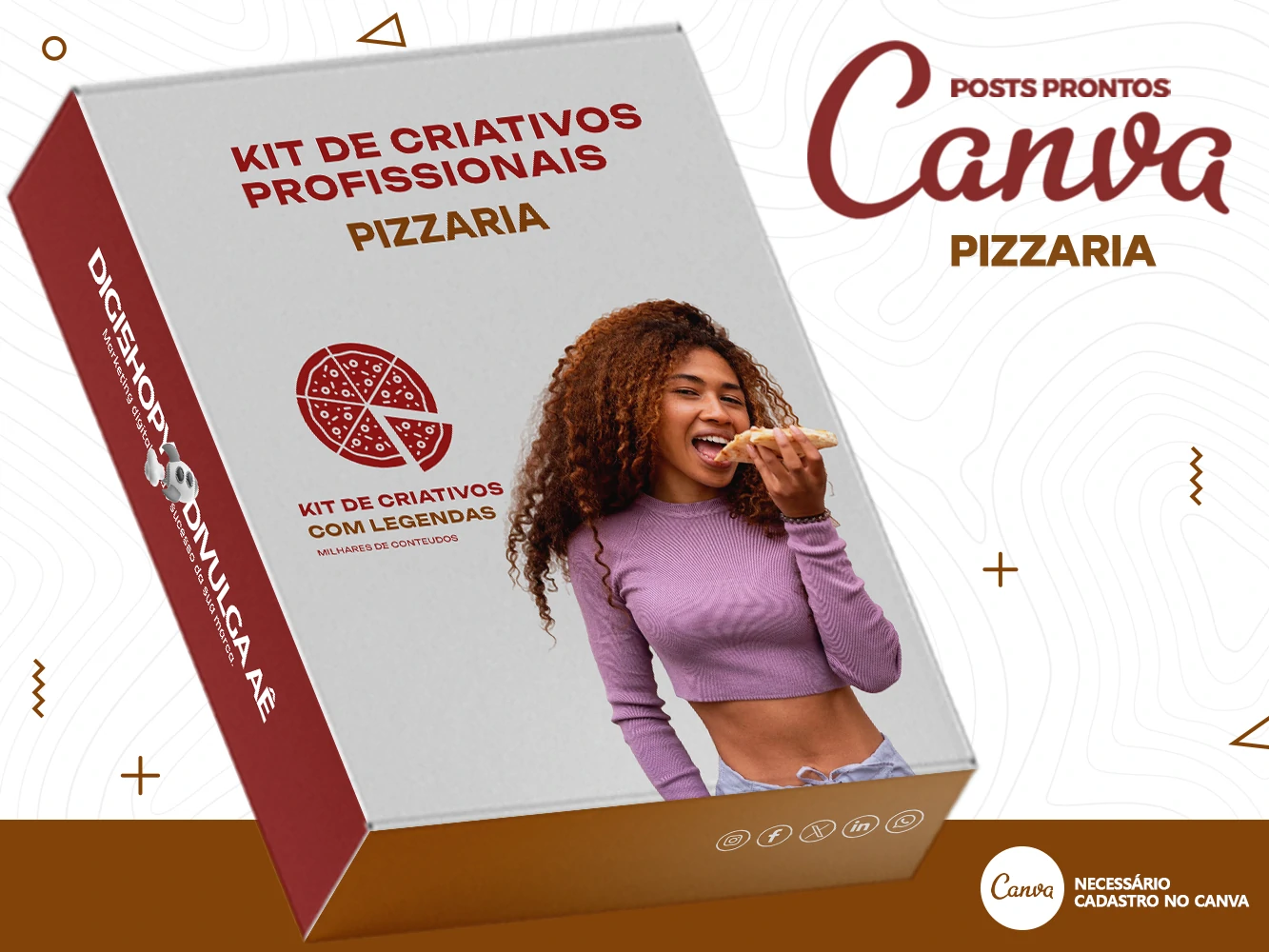 Kit de Social Media - Posts Prontos para Pizzaria - Lanchonetes no Canva com Legendas