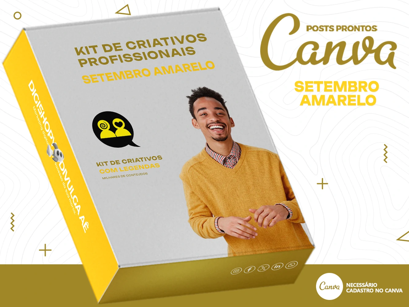 Kit de Social Media - Posts Prontos para Campanha do Setembro Amarelo no Canva