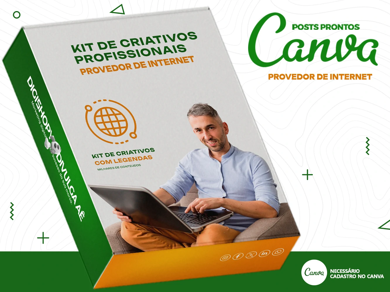 Kit de Social Media - Posts Prontos para Provedor de Internet no Canva com Legendas