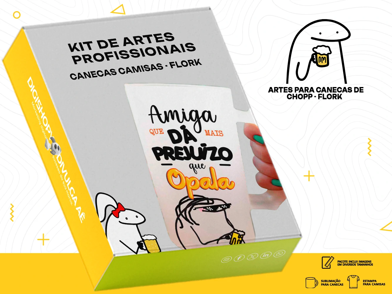 Kit de Artes para Canecas de Chopp - Flork + Brinde Especiais