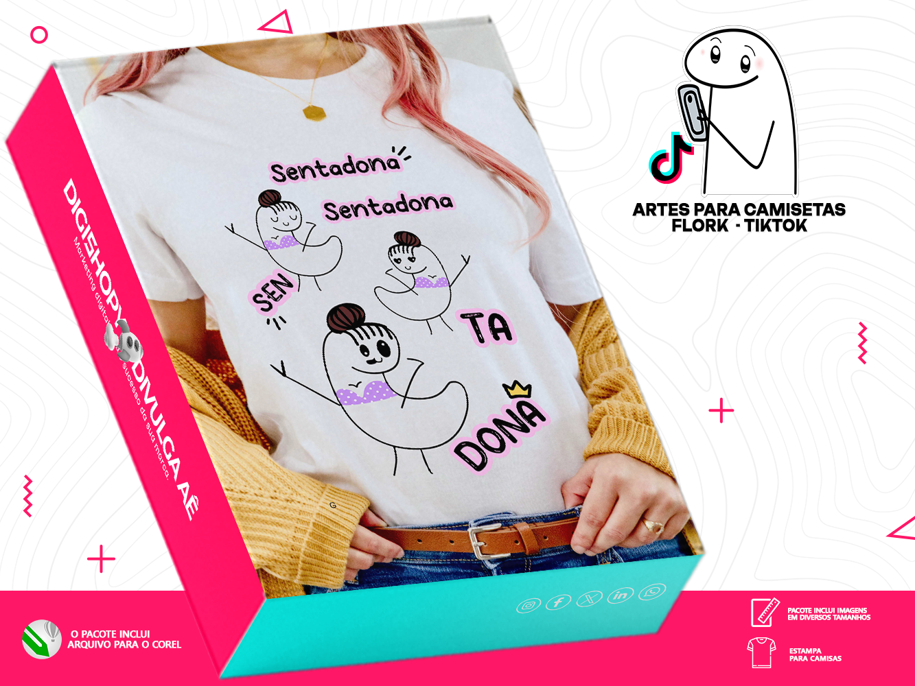 Kit de Artes para Camisetas - Frases do Tik Tok - Flork + Brinde Especiais