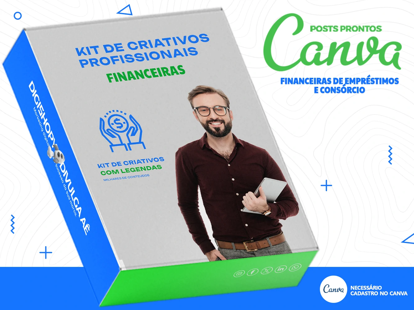 Kit de Social Media com Legendas para Financeira - Financiamento - Consórcio - Empréstimo - Canva