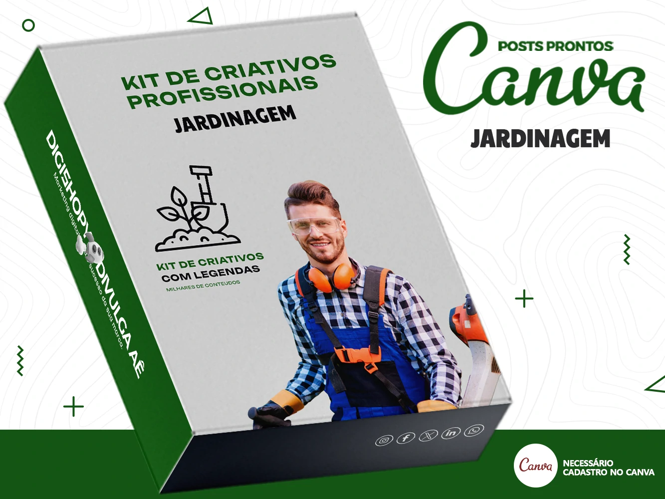 Kit de Social Media - Posts Prontos para Jardinagem no Canva com Legendas
