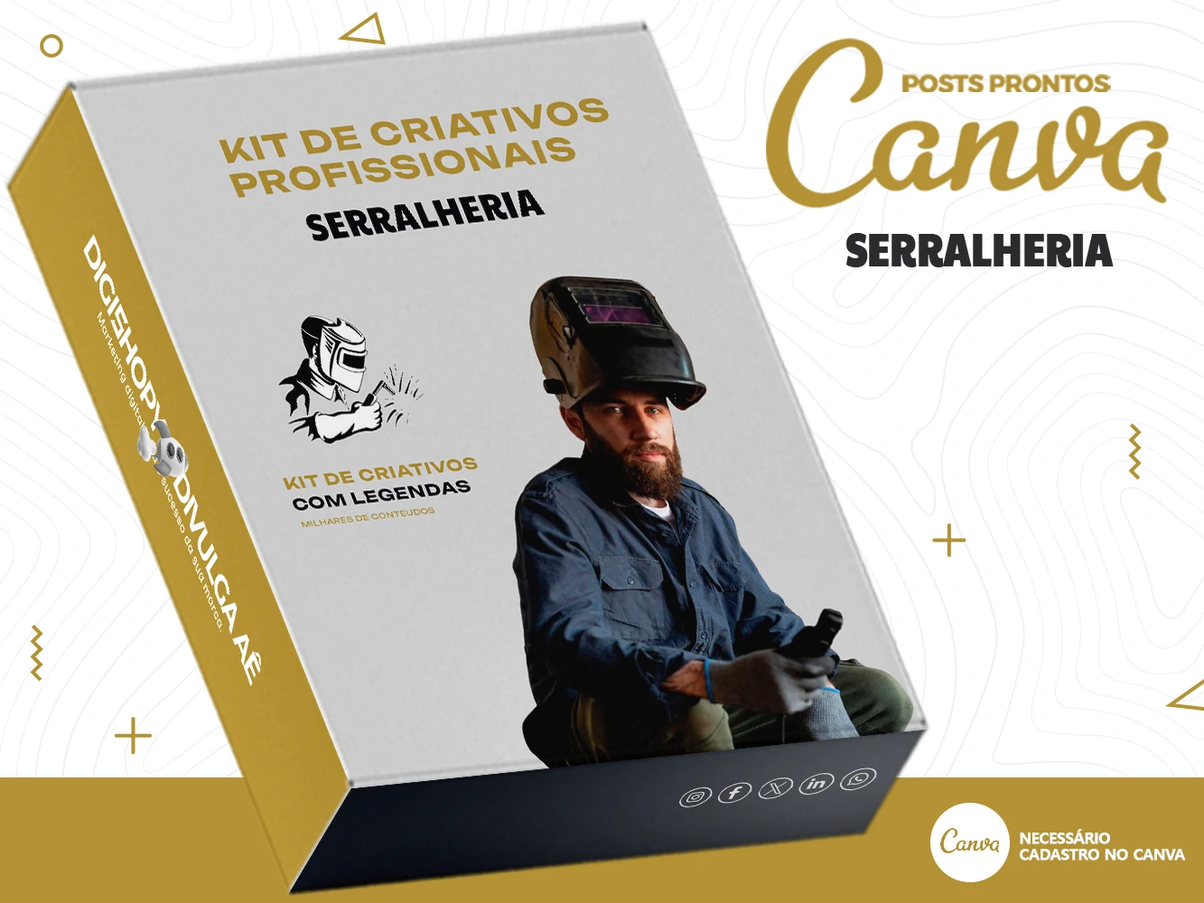 Kit de Social Media - Posts Prontos para Serralheria no Canva com Legendas