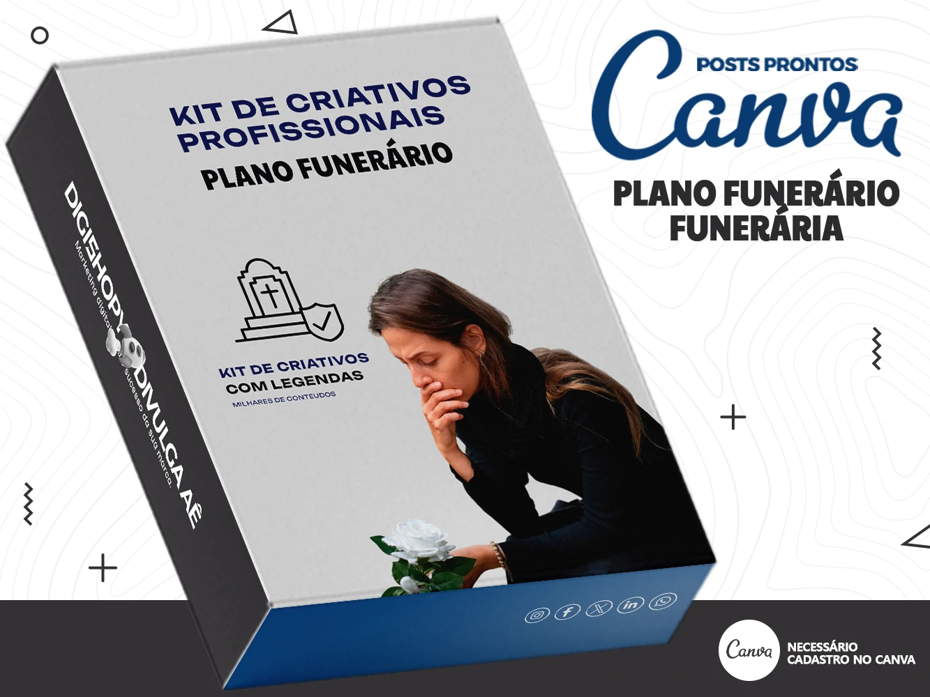 Kit de Social Media - Posts Prontos para Funerária - Plano Funerário no Canva com Legendas