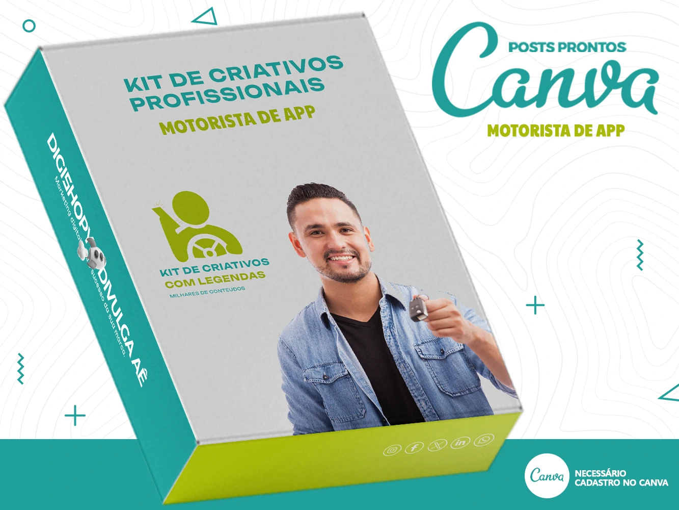 Kit de Social Media - Posts Prontos para Motorista de App e Taxista no Canva