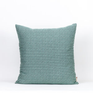 Almofada Seda Mista Pied De Poule Azul Marinho E Verde 50X50