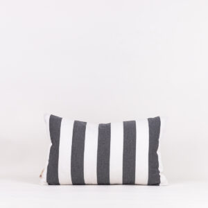 Almofada Seda Mista Listrada Cinza Chumbo E Off White 30X50