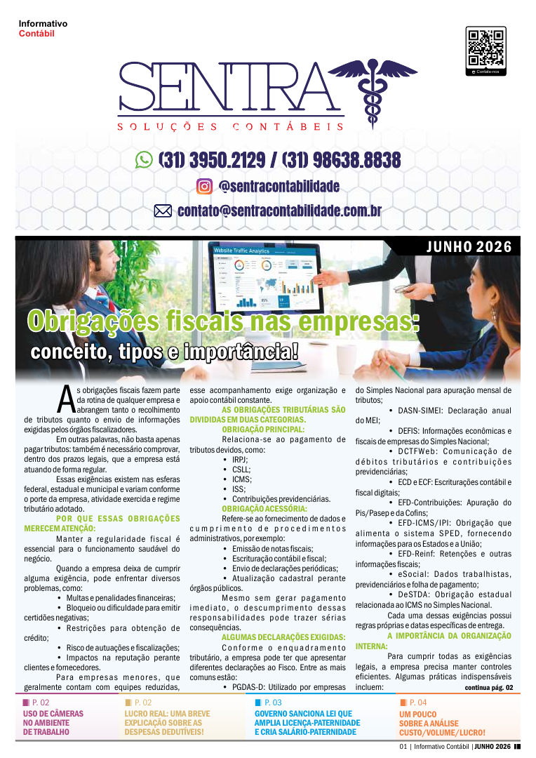 Capa do informativo contábil digital: Obrigações fiscais nas empresas