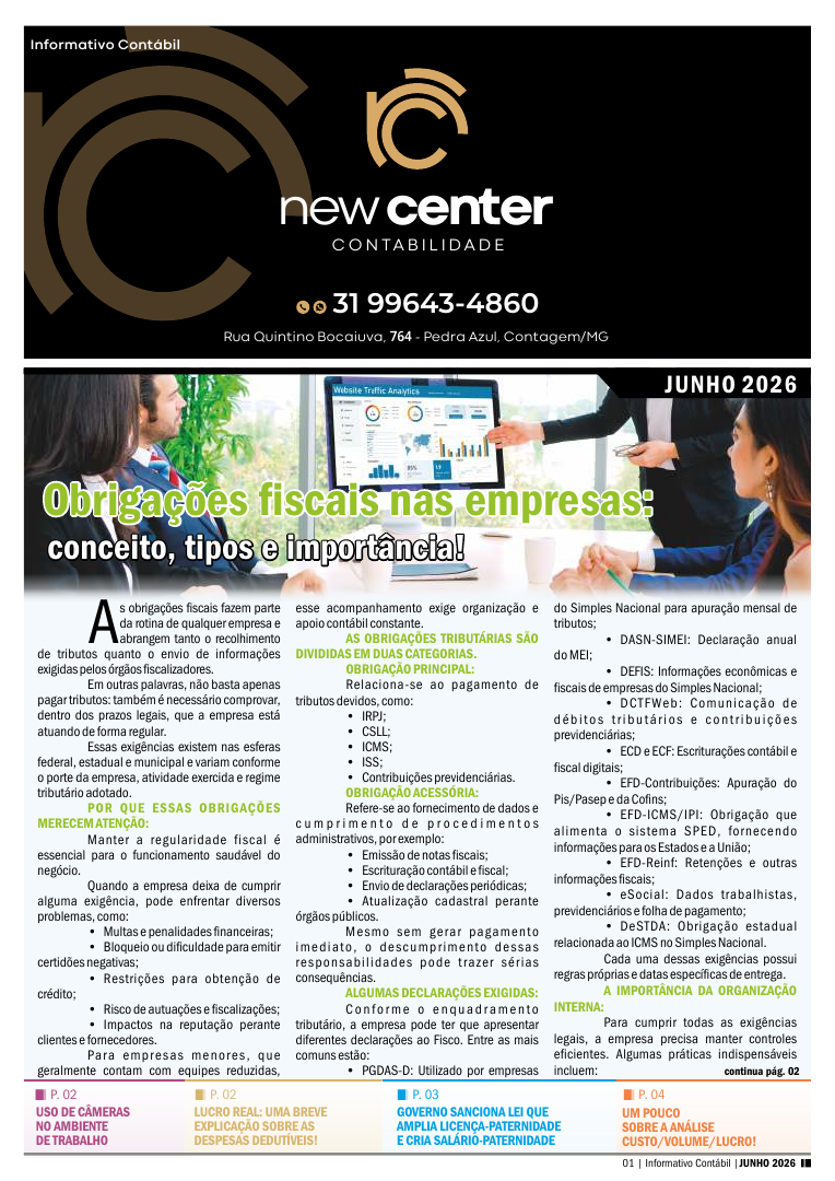Capa do informativo: Obrigações fiscais nas empresas