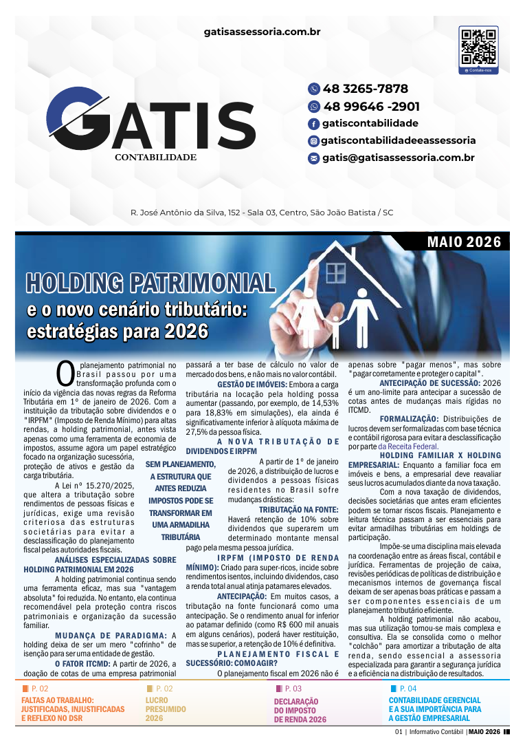 Capa do Informativo Contábil Digital — Holding Patrimonial e o novo cenário tributário