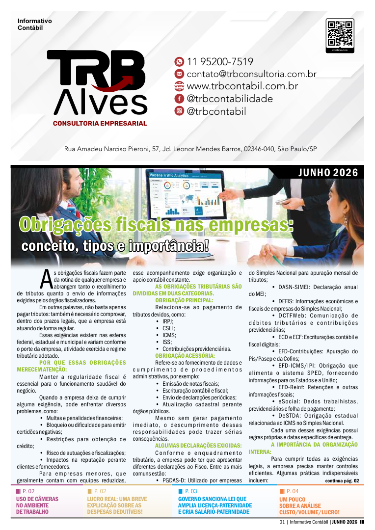 Capa do Informativo Contábil Digital: Obrigações fiscais nas empresas