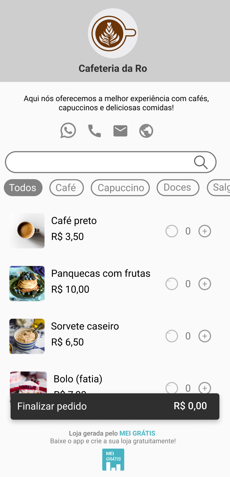 Tela do aplicativo