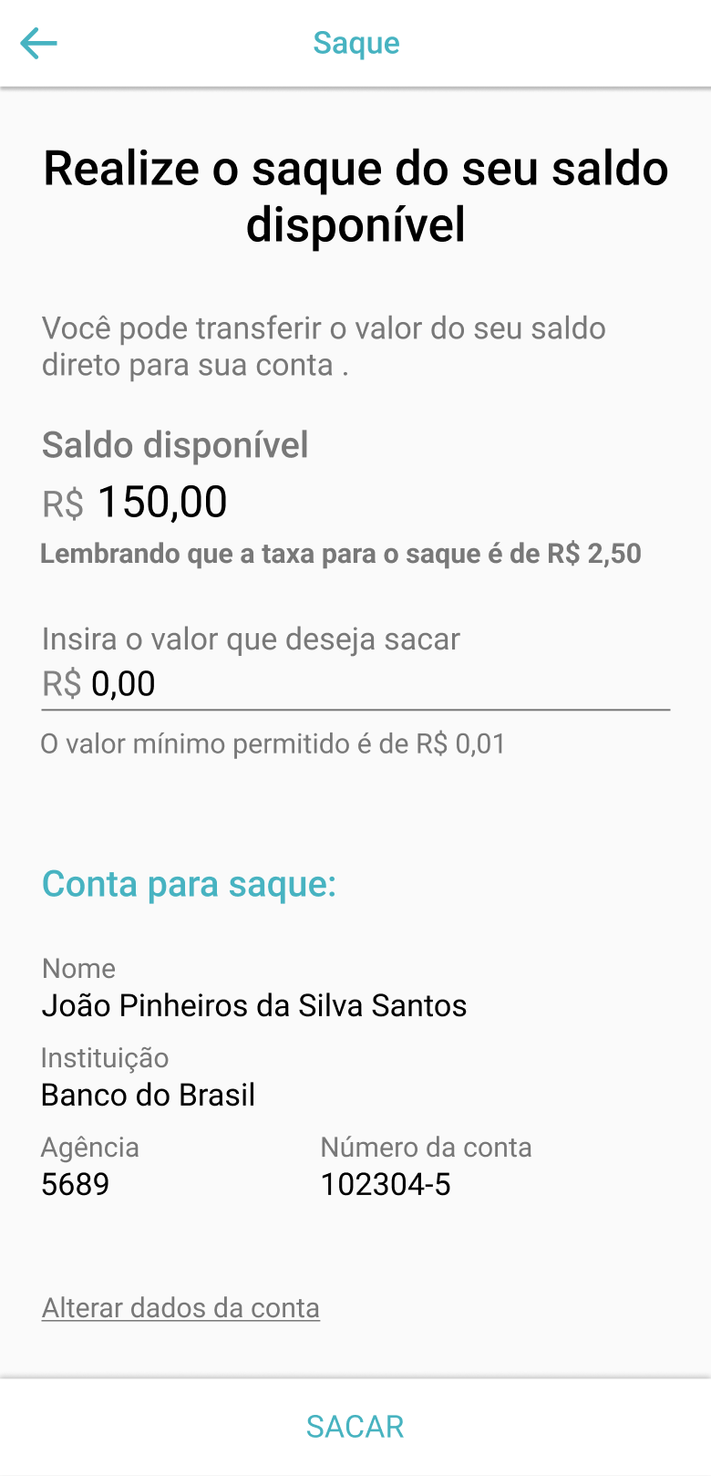Tela do aplicativo