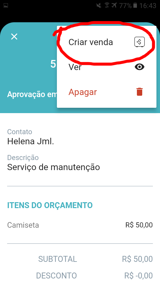 Tela do aplicativo