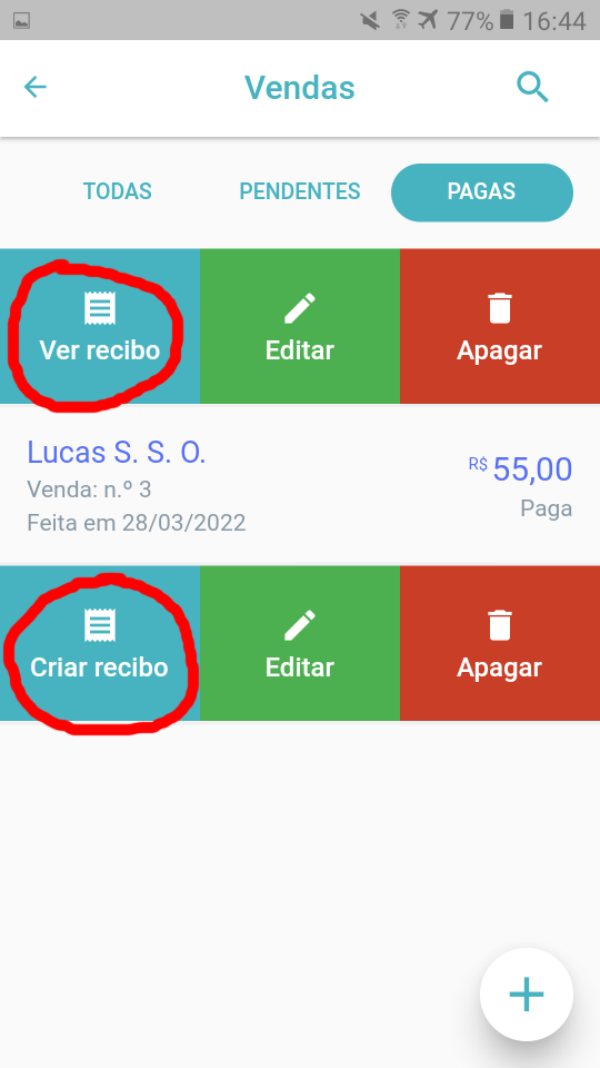 Tela do aplicativo