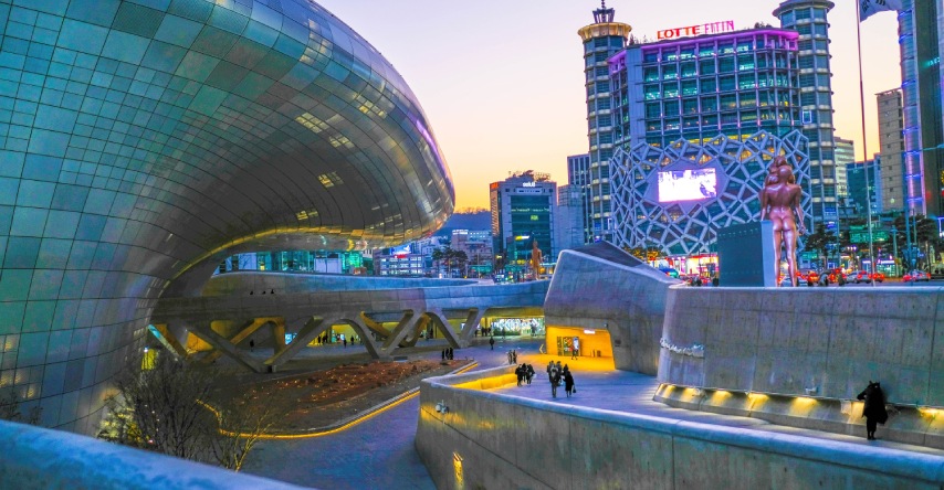 Imagem futurista da cidade de Seul.