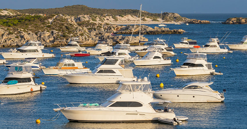 Barcos na costa de Rottnest island