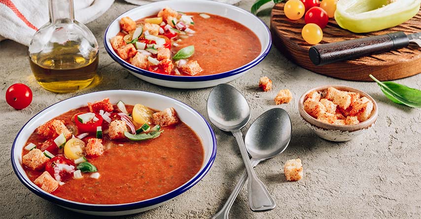 Pratos de gazpacho